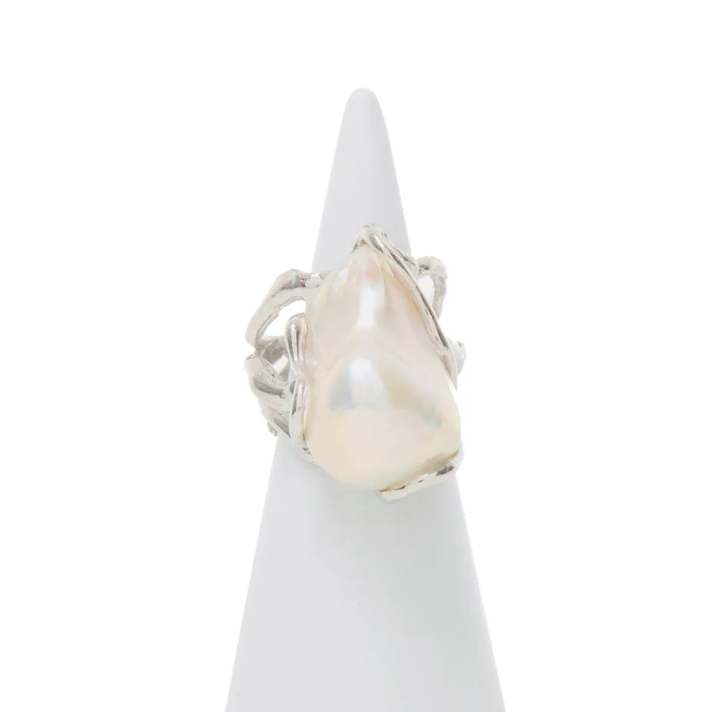 Anello Regolabile in Argento con Perla Barocca
