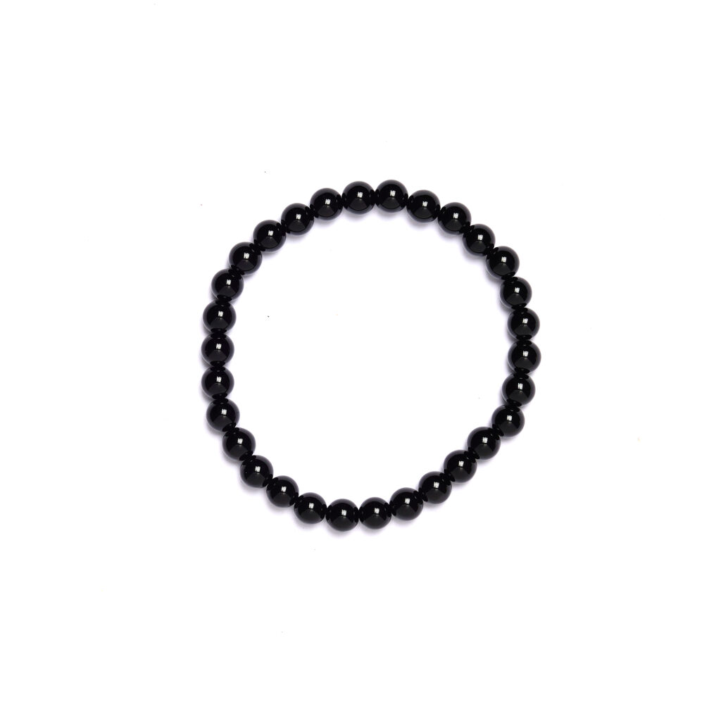 Bracciale elastico in Agata Nera
