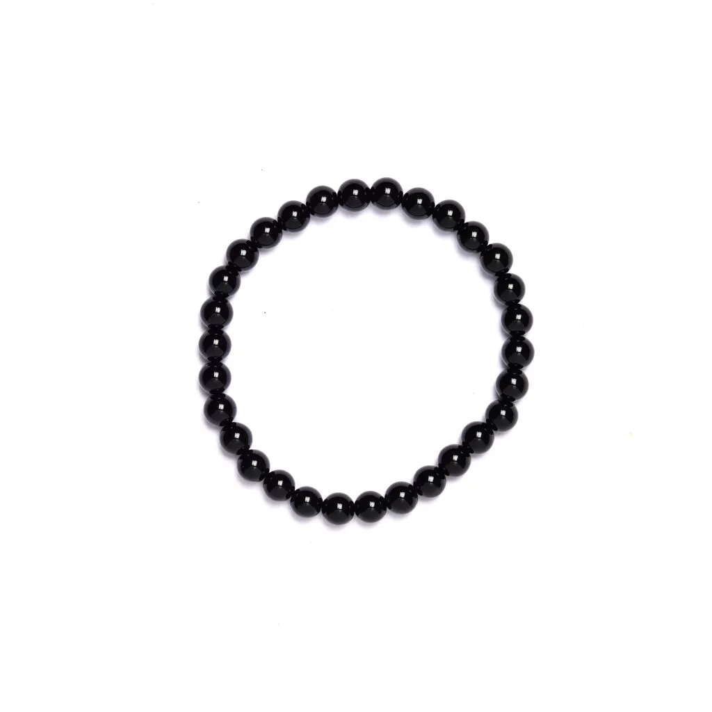 Bracciale elastico in Agata Nera