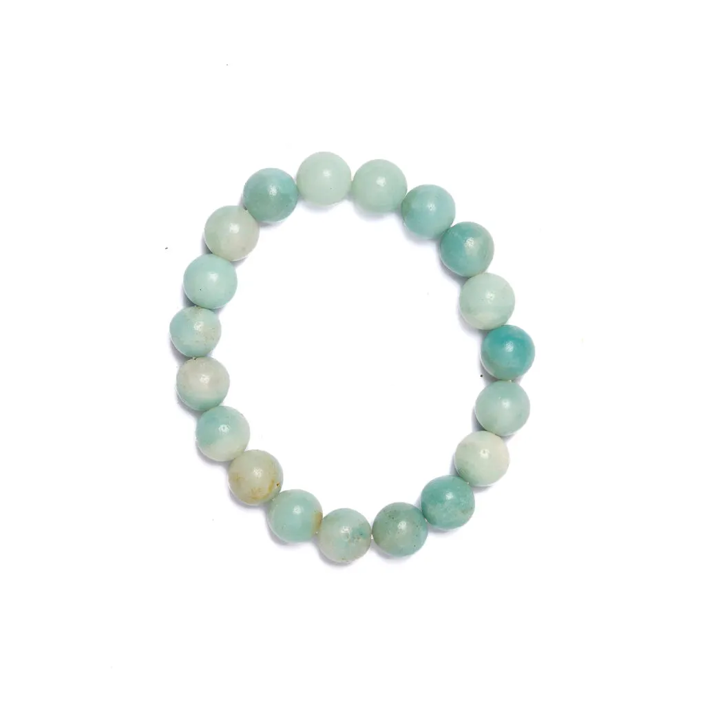 10mm Amazoniet Elastische Bal Armband