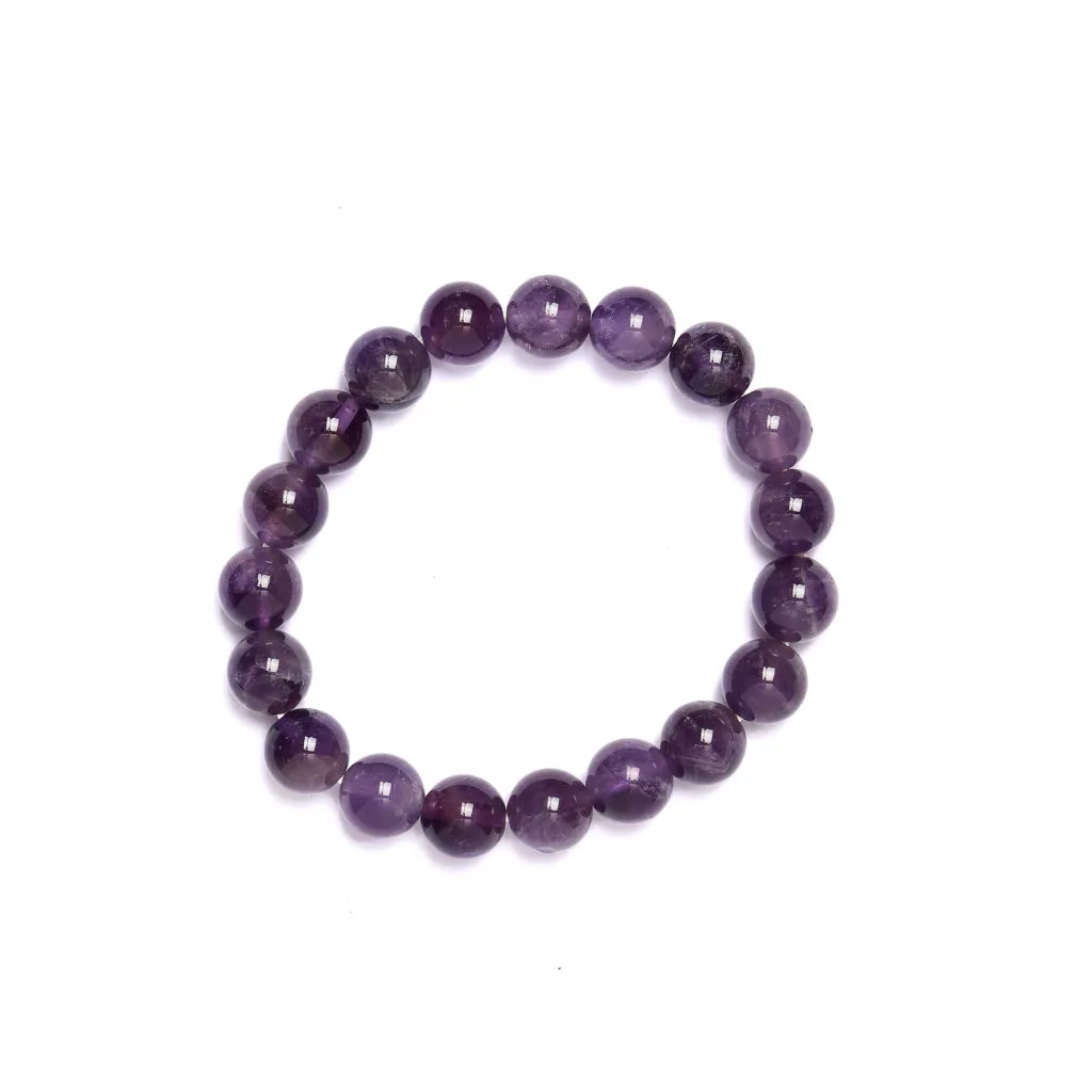 Bracelet boule élastique en améthyste 10 mm