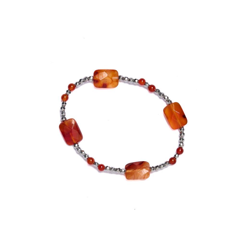 Bracciale Elastico in Corniola con Ematite