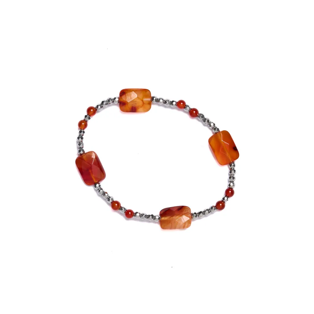 Bracciale Elastico in Corniola con Ematite