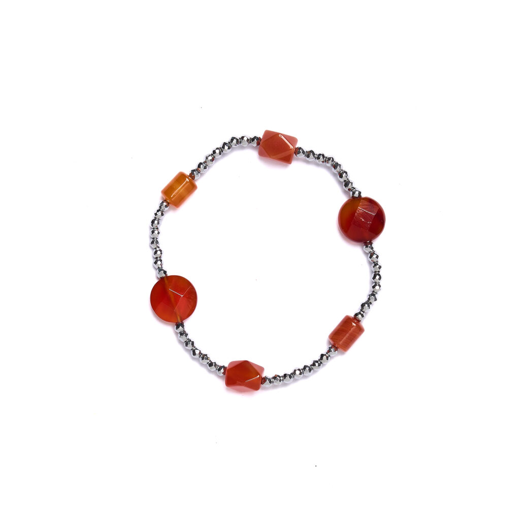 Bracciale Elastico in Corniola con Ematite