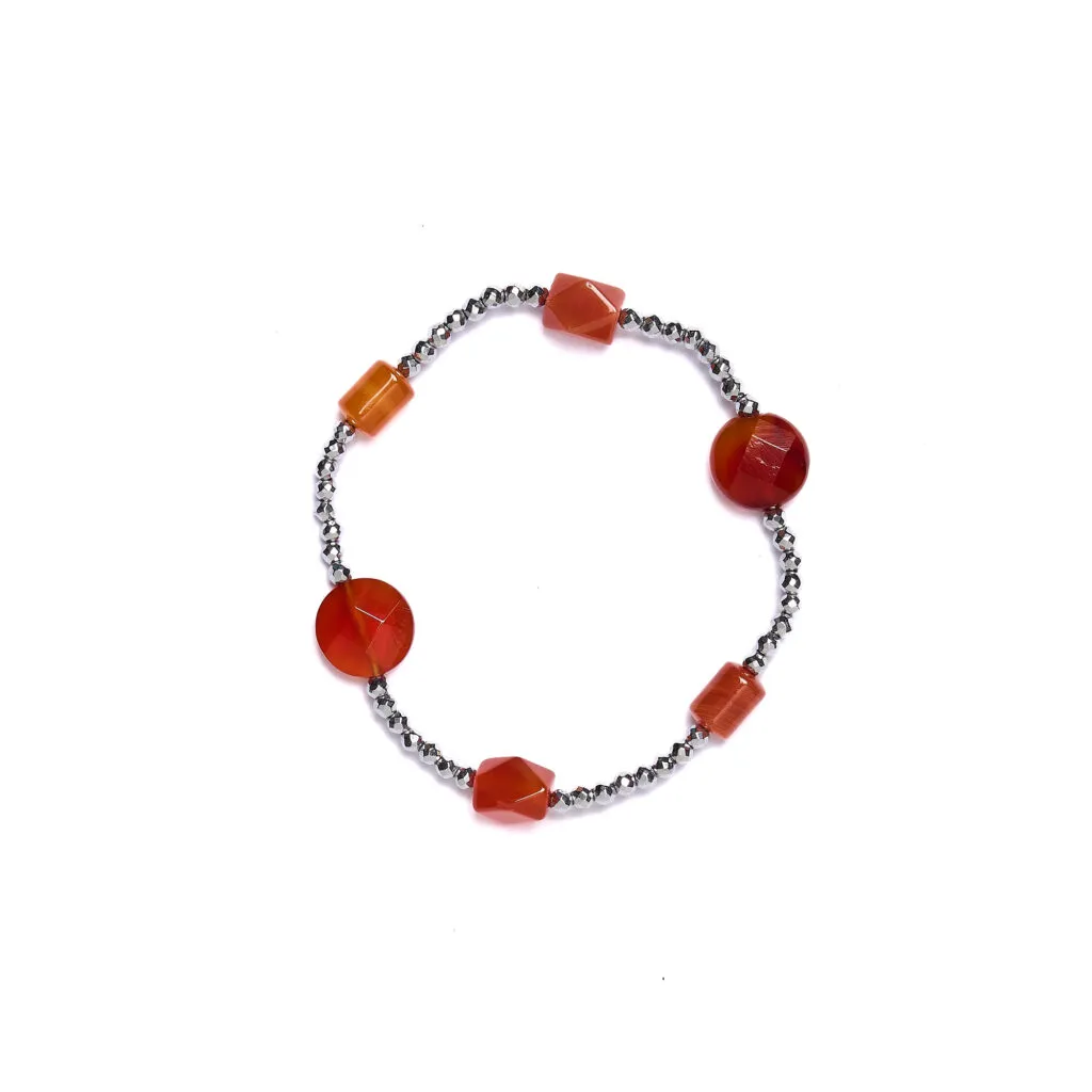 Bracciale Elastico in Corniola con Ematite