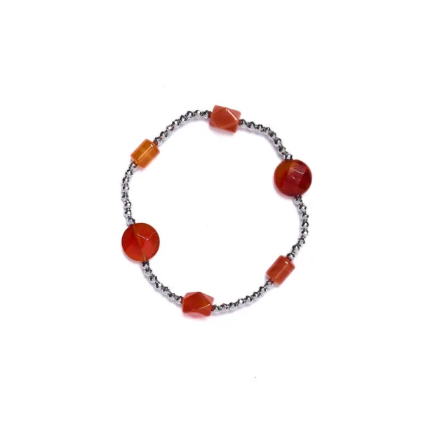 Bracciale Elastico in Corniola con Ematite