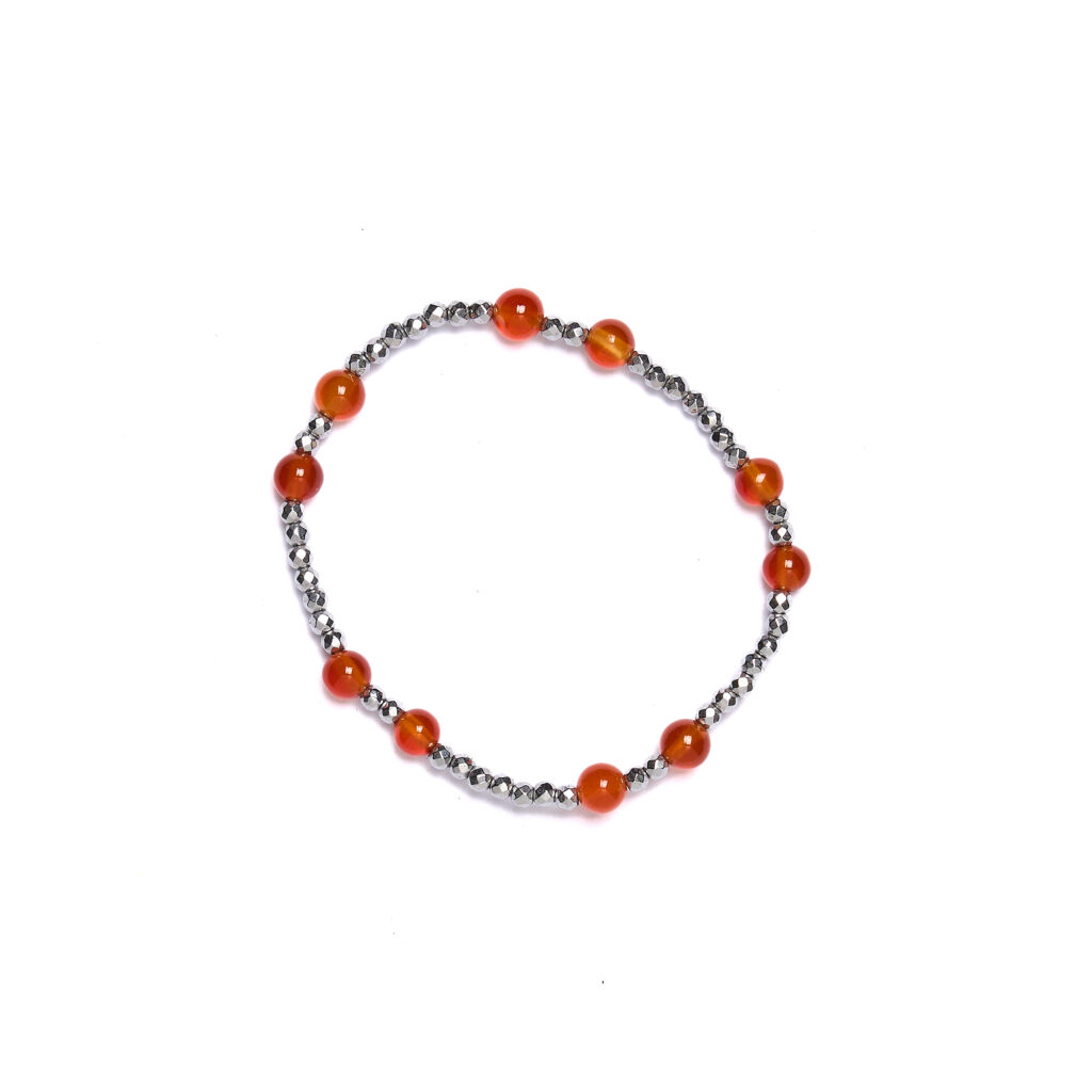 Bracciale Elastico in Corniola con Ematite