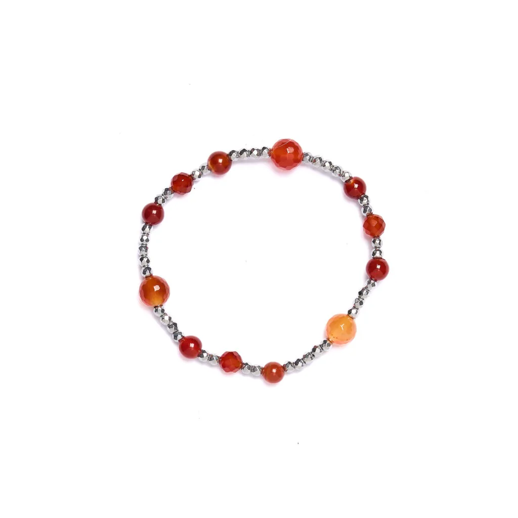 Bracciale Elastico in Corniola con Ematite