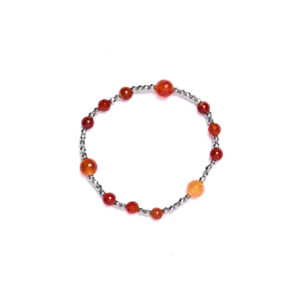 Bracciale Elastico in Corniola con Ematite