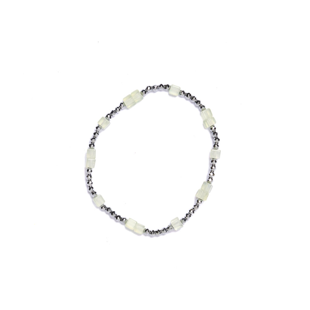 Bracciale Elastico in Prehnite ed Ematite