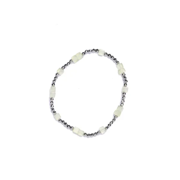 Bracciale Elastico in Prehnite ed Ematite