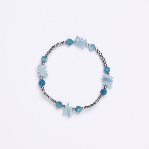 Bracciale Elastico in Ematite con Apatite ed Acquamarina
