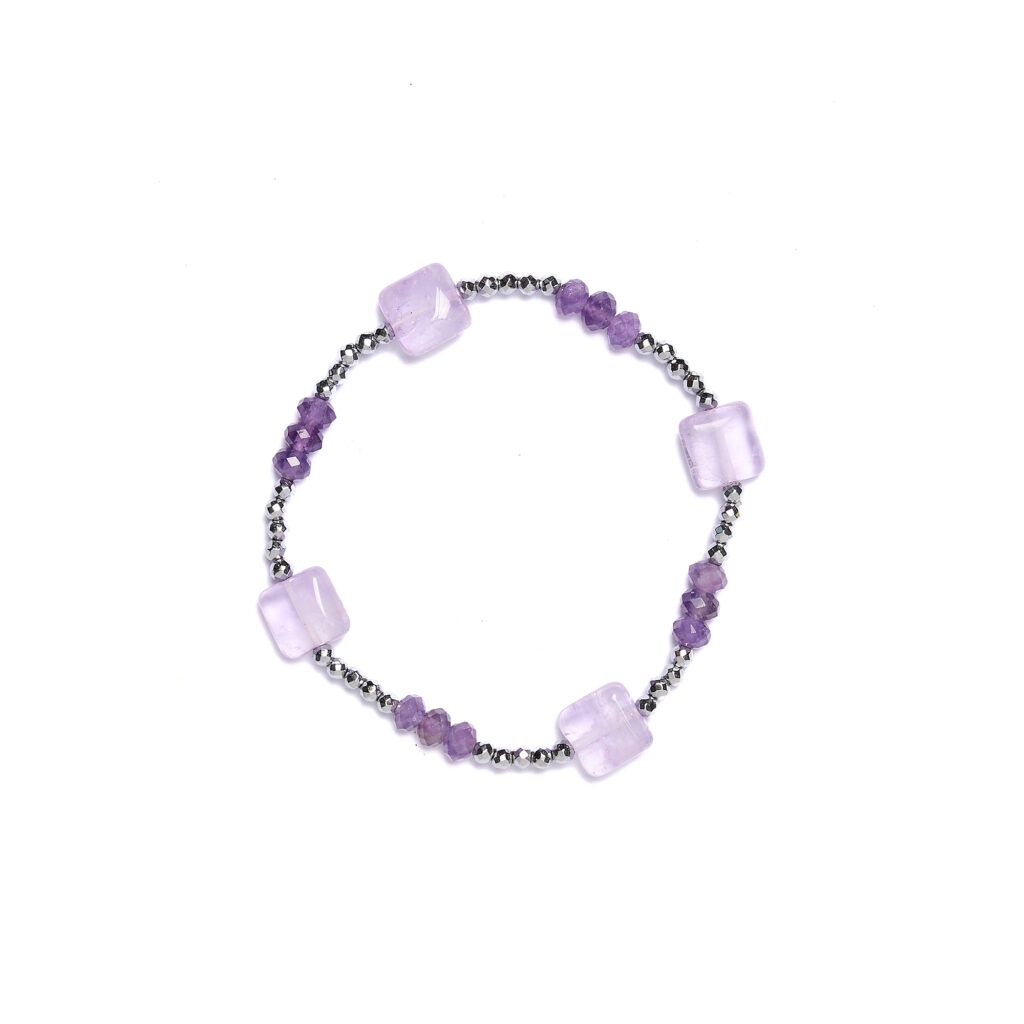 Bracciale Elastico in Ematite ed Ametista