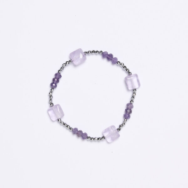 Bracciale Elastico in Ematite ed Ametista