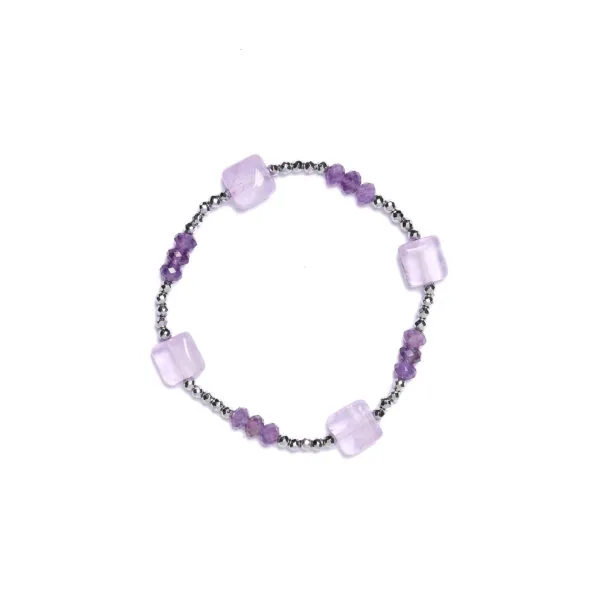 Bracciale Elastico in Ematite ed Ametista