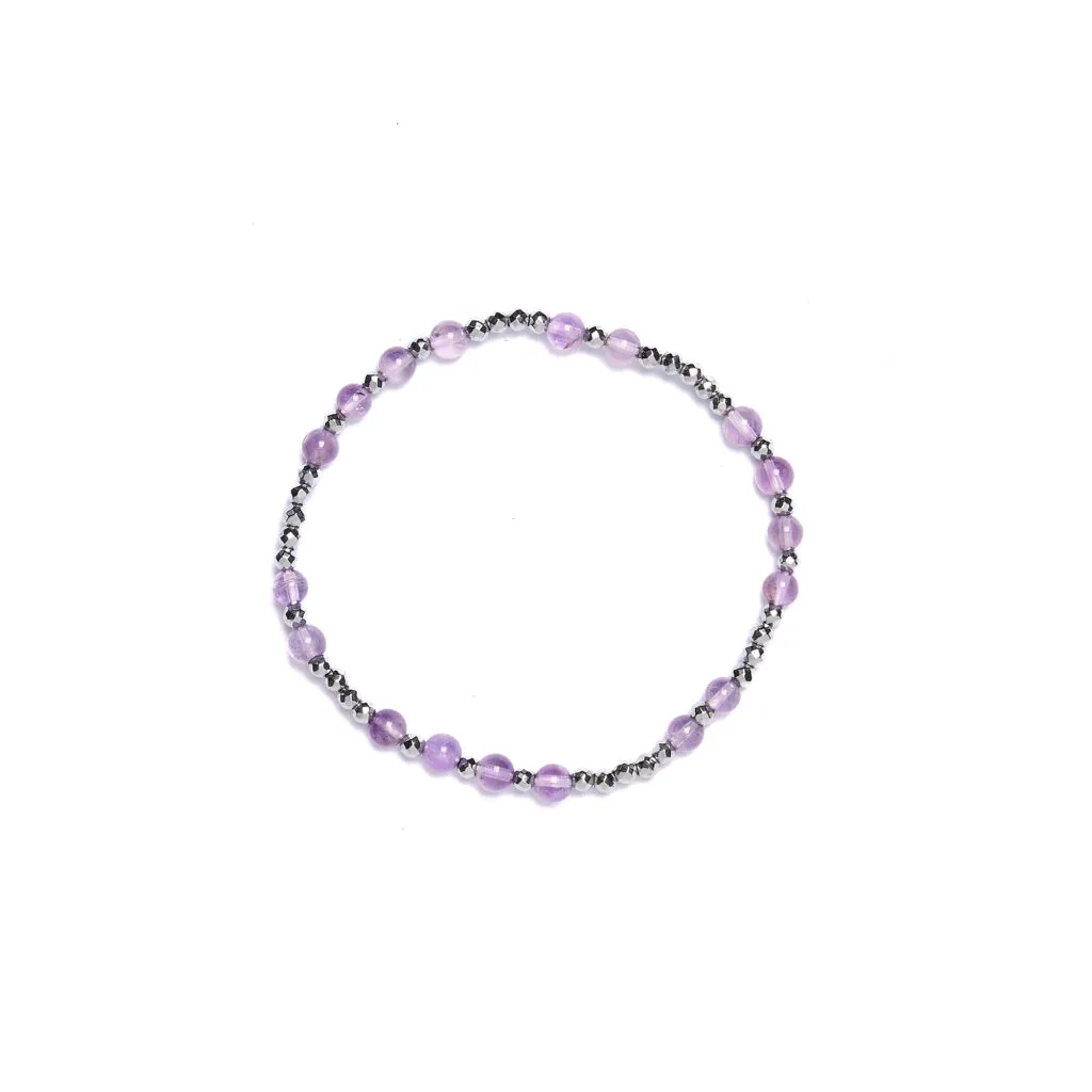 Bracciale Elastico in Ematite ed Ametista