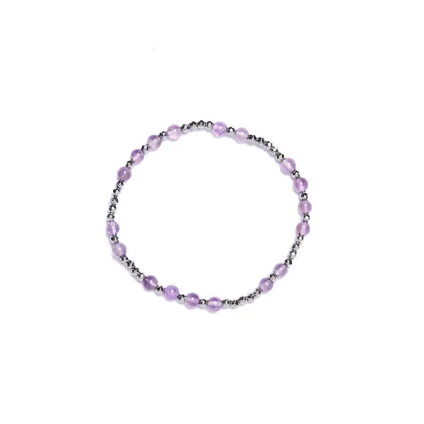 Bracciale Elastico in Ematite ed Ametista