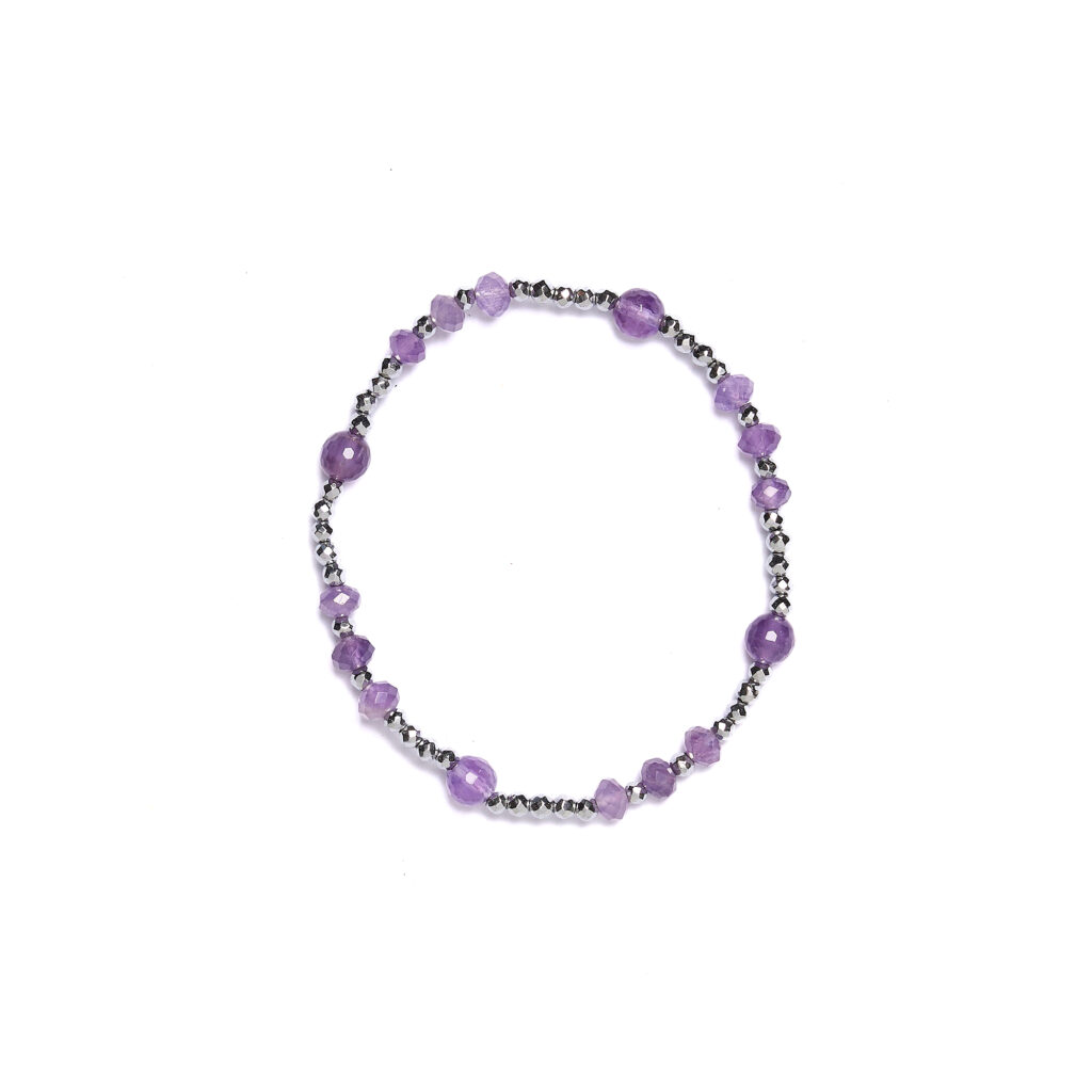 Bracciale Elastico in Ematite ed Ametista