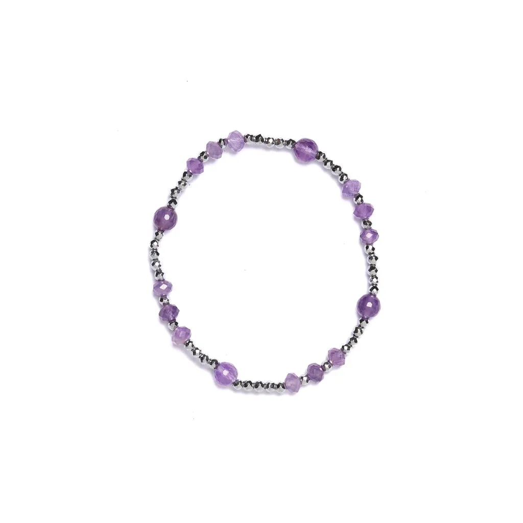 Bracciale Elastico in Ematite ed Ametista