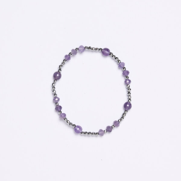 Bracciale Elastico in Ematite ed Ametista