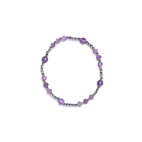 Bracciale Elastico in Ematite ed Ametista