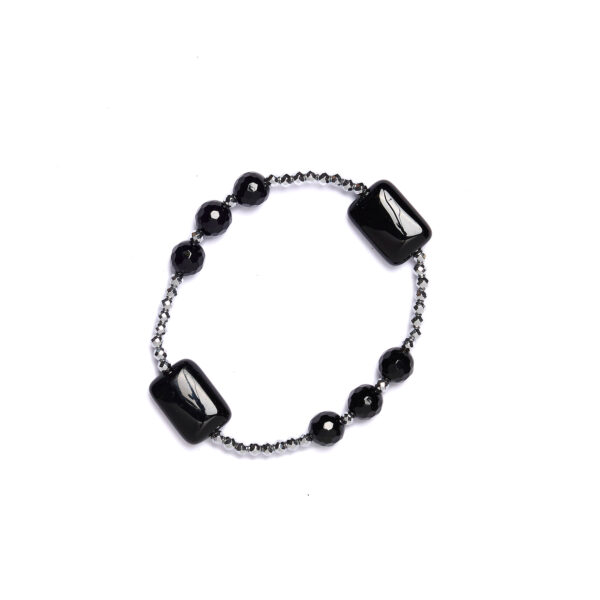 Bracciale Elastico in Ematite ed Agata Nera