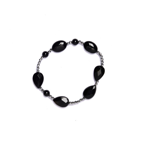 Bracciale Elastico in Ematite ed Agata Nera