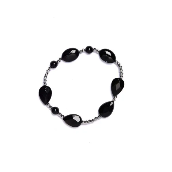 Bracciale Elastico in Ematite ed Agata Nera