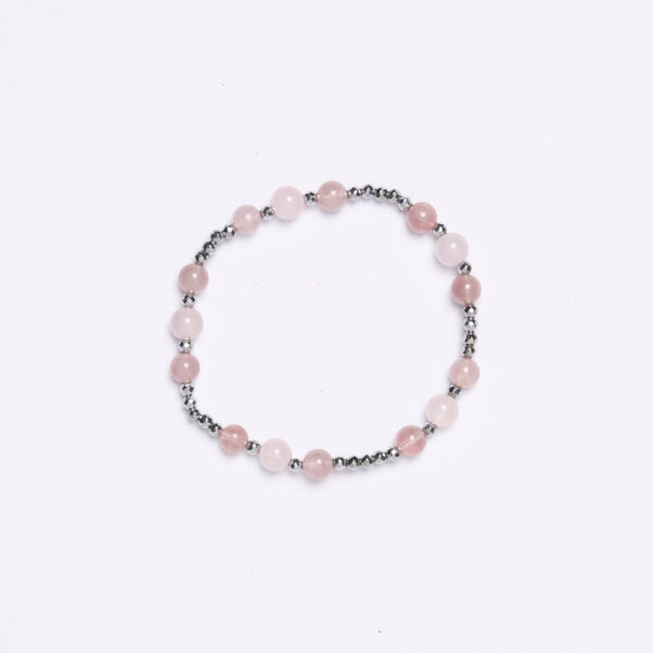 Bracciale Elastico in Ematite e Quarzo Rosa