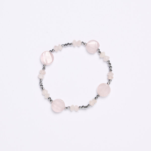 Bracciale Elastico in Ematite e Quarzo Rosa