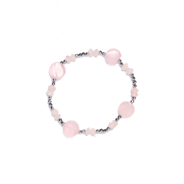 Bracciale Elastico in Ematite e Quarzo Rosa