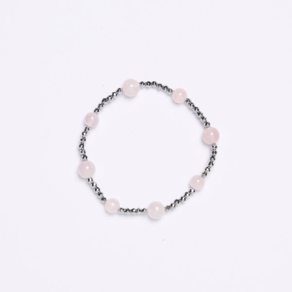 Bracciale Elastico in Ematite e Quarzo Rosa