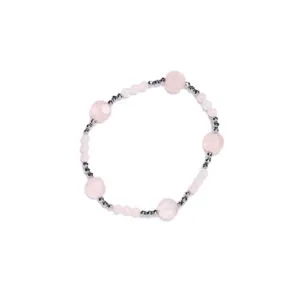 Bracciale Elastico in Ematite e Quarzo Rosa
