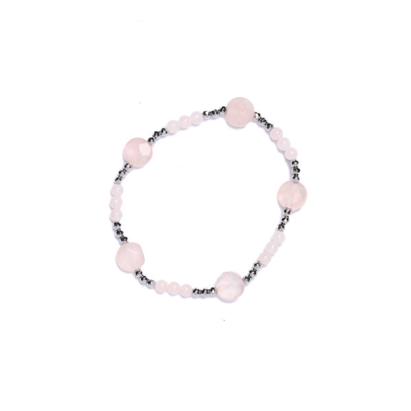Bracciale Elastico in Ematite e Quarzo Rosa