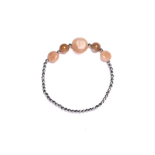 Bracciale Elastico in Ematite e Pietra di Luna