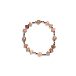 Bracciale Elastico in Ematite e Pietra di Luna