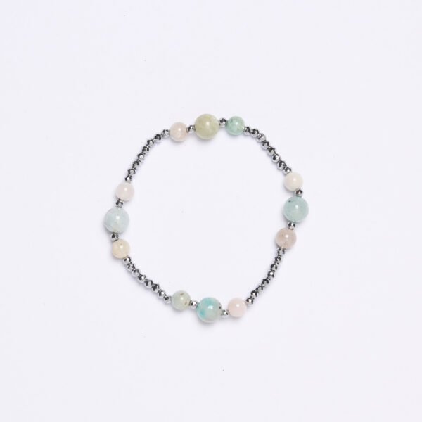 Bracciale Elastico in Ematite Acquamarina e Morganite