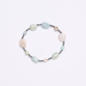 Bracciale Elastico in Ematite, Acquamarina e Morganite