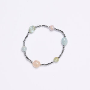 Bracciale Elastico in Ematite, Acquamarina e Morganite