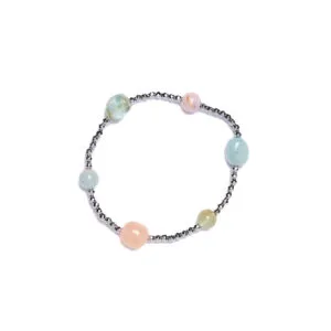 Bracciale Elastico in Ematite, Acquamarina e Morganite