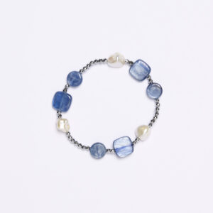 Bracciale Elastico in Ematite, Perle e Cianite