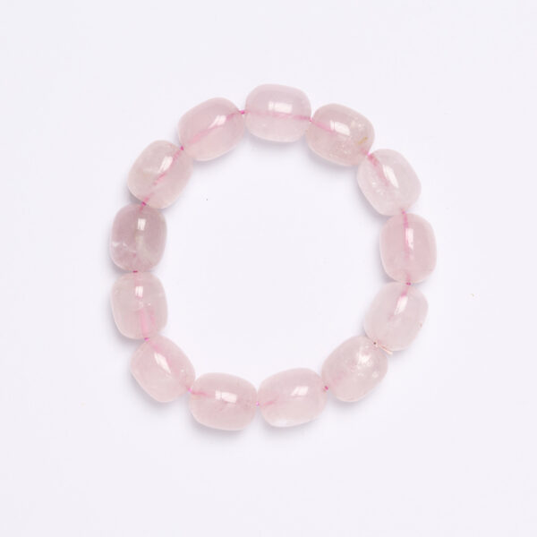 Bracciale elastico in Quarzo rosa burattato