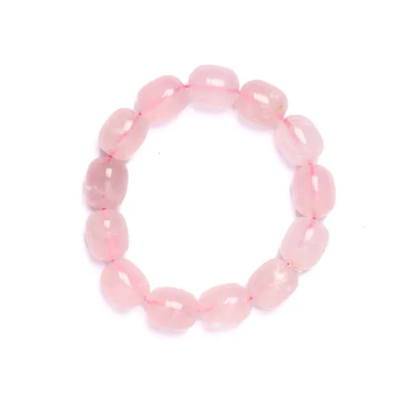 Bracciale elastico in Quarzo rosa burattato