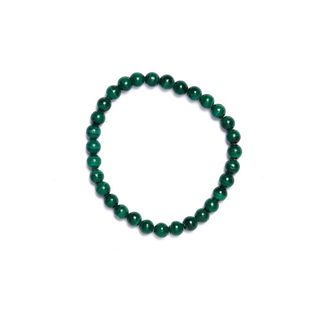 Bracciale Elastico in Malachite a sfera