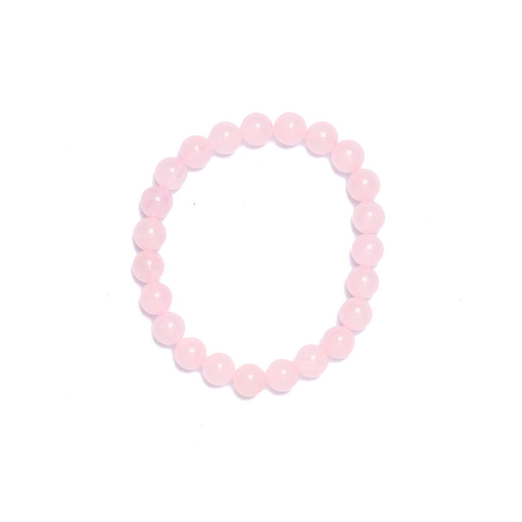 Bracciale Elastico in Quarzo Rosa a sfera