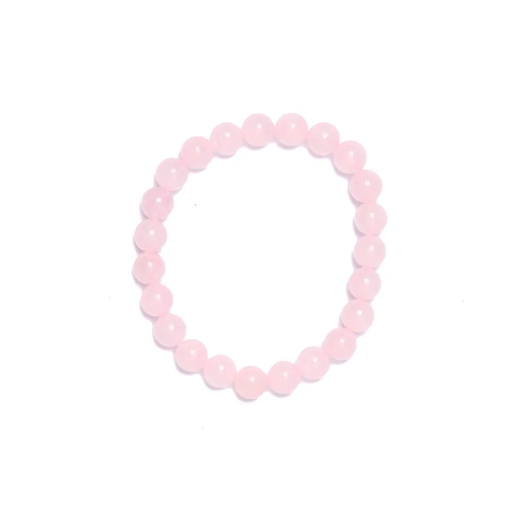 Bracciale Elastico in Quarzo Rosa a sfera