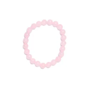 Bracciale Elastico in Quarzo Rosa a sfera