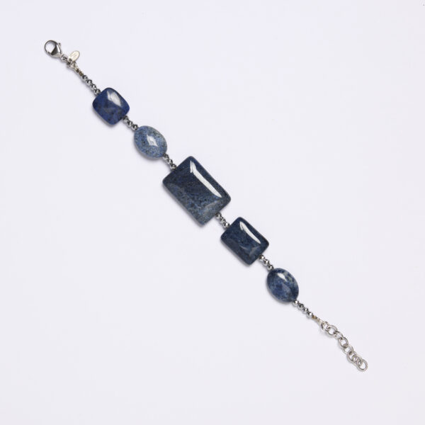 Bracciale infilato in Dumortierite ed Ematite