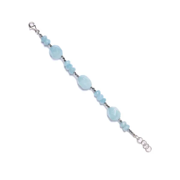 Bracciale in Acquamarina ed Ematite rodiata