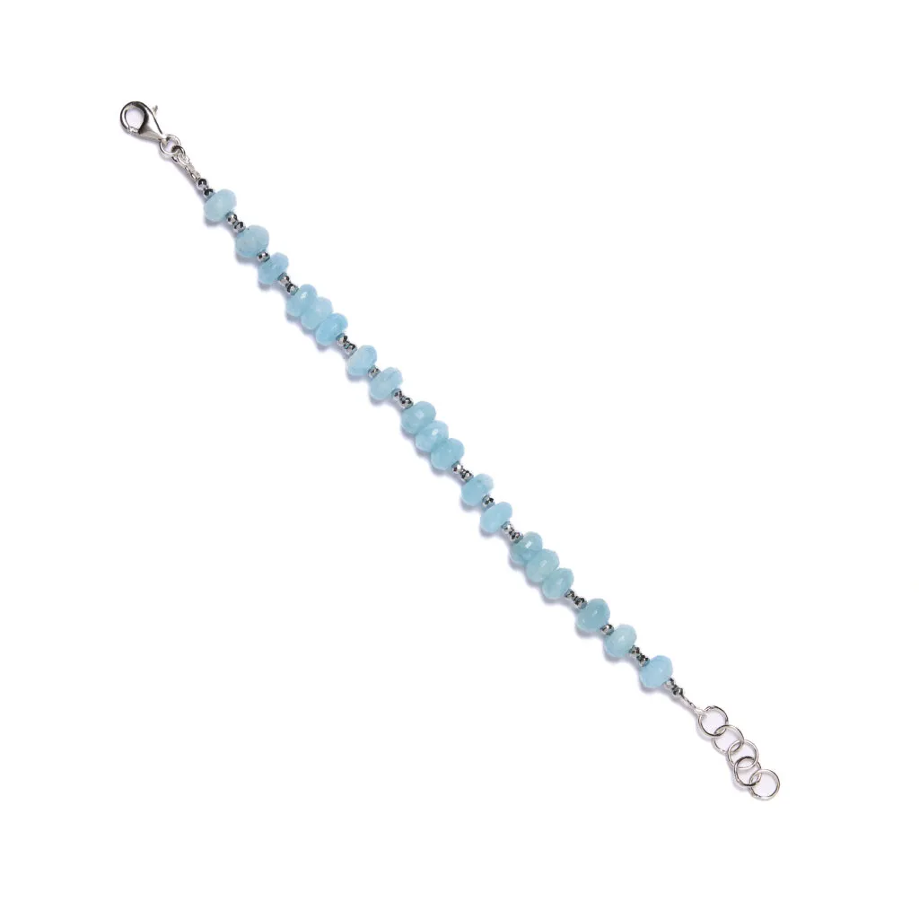 Bracciale in Acquamarina ed Ematite rodiata
